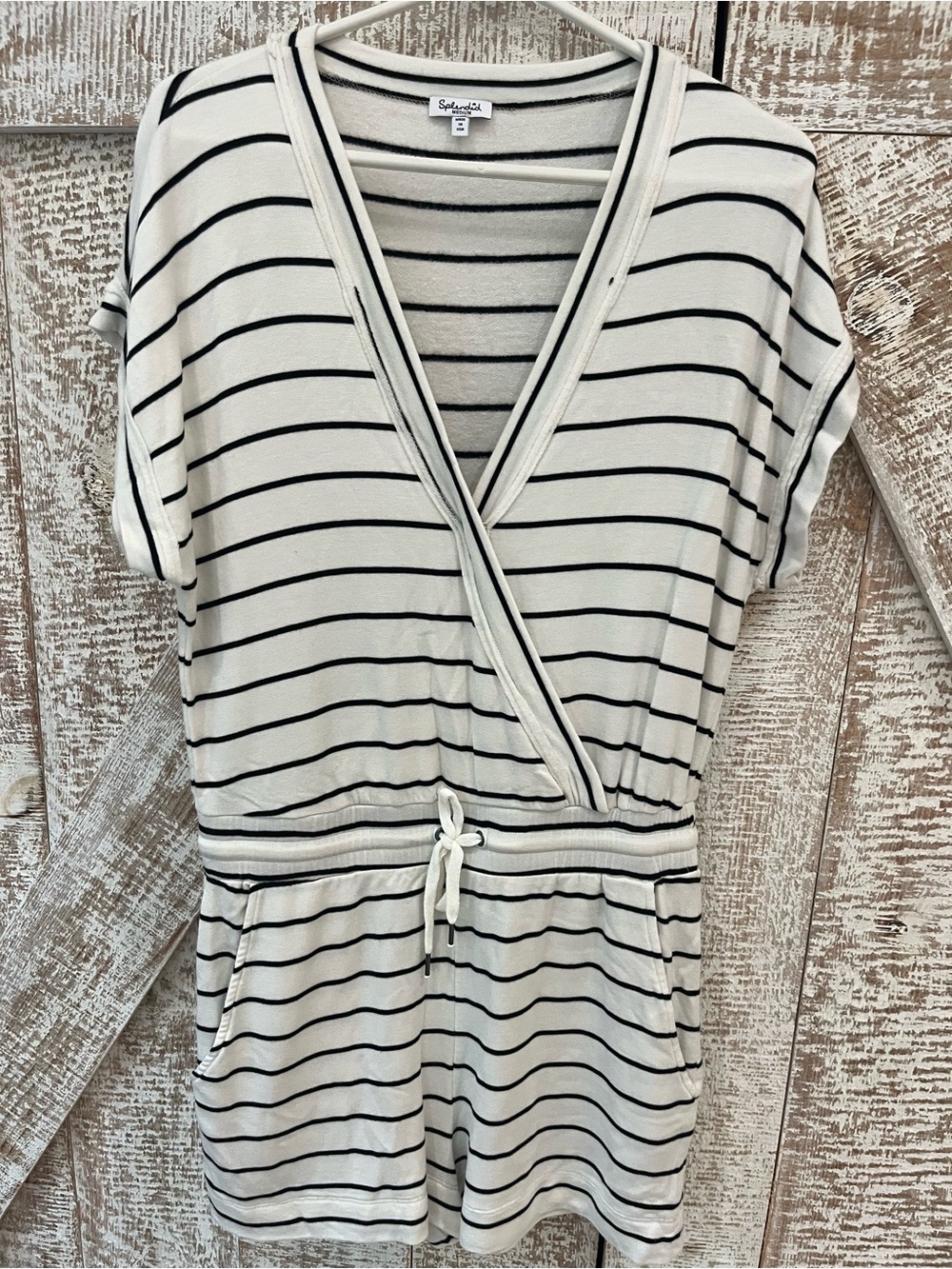 Splendid Women’s Cream and Black Striped One-Piece Romper Size Medium
